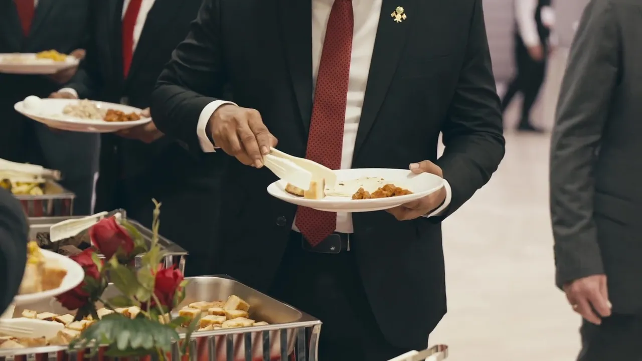 Guests at a buffet