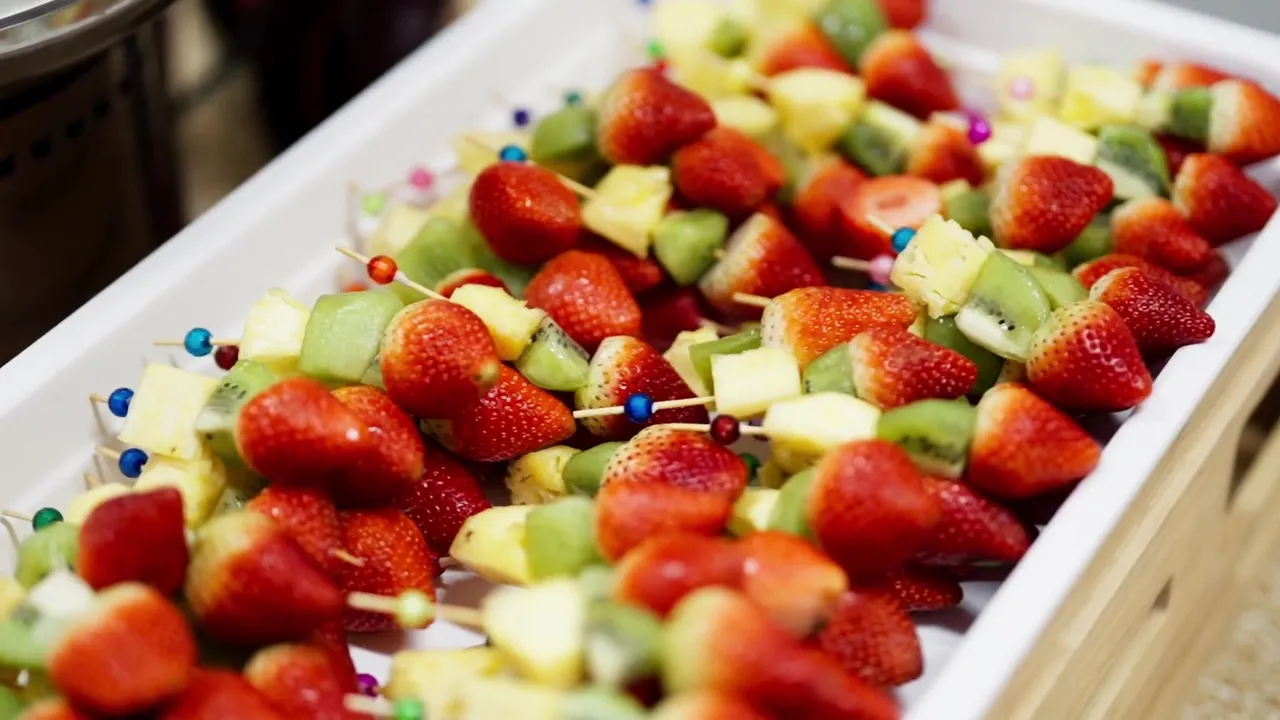 Fresh fruit skewers for a chocolate fountain