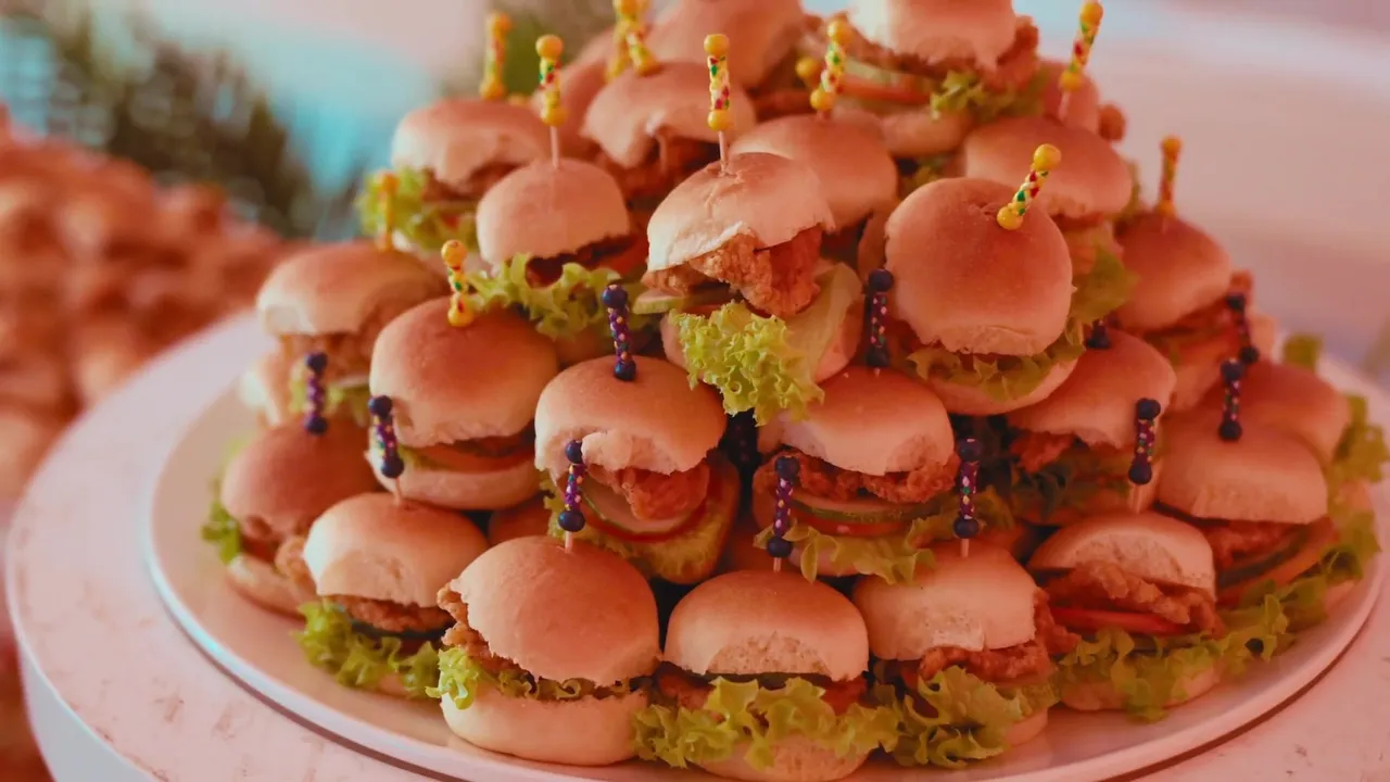 A platter of mini burgers
